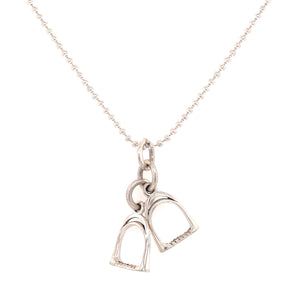 Double stirrup silver charm necklace