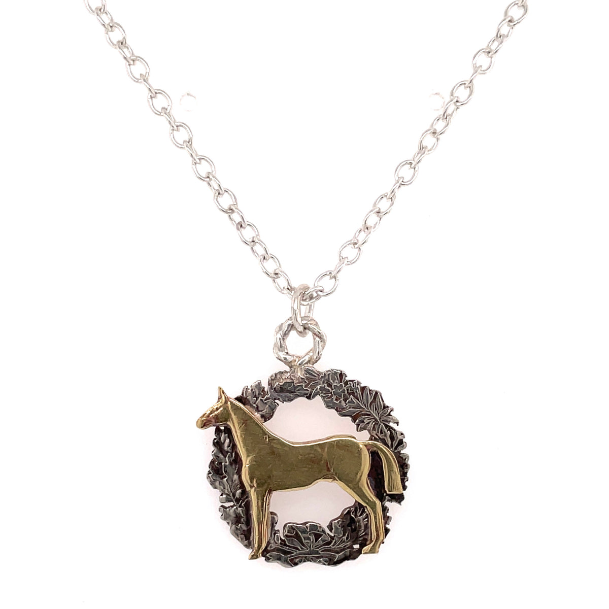Double Coin Silouette Necklace – The Simple Equine Equestrian Inspired Coin Pendant Necklace – 30” Adjustable Layering Chain main image 0
