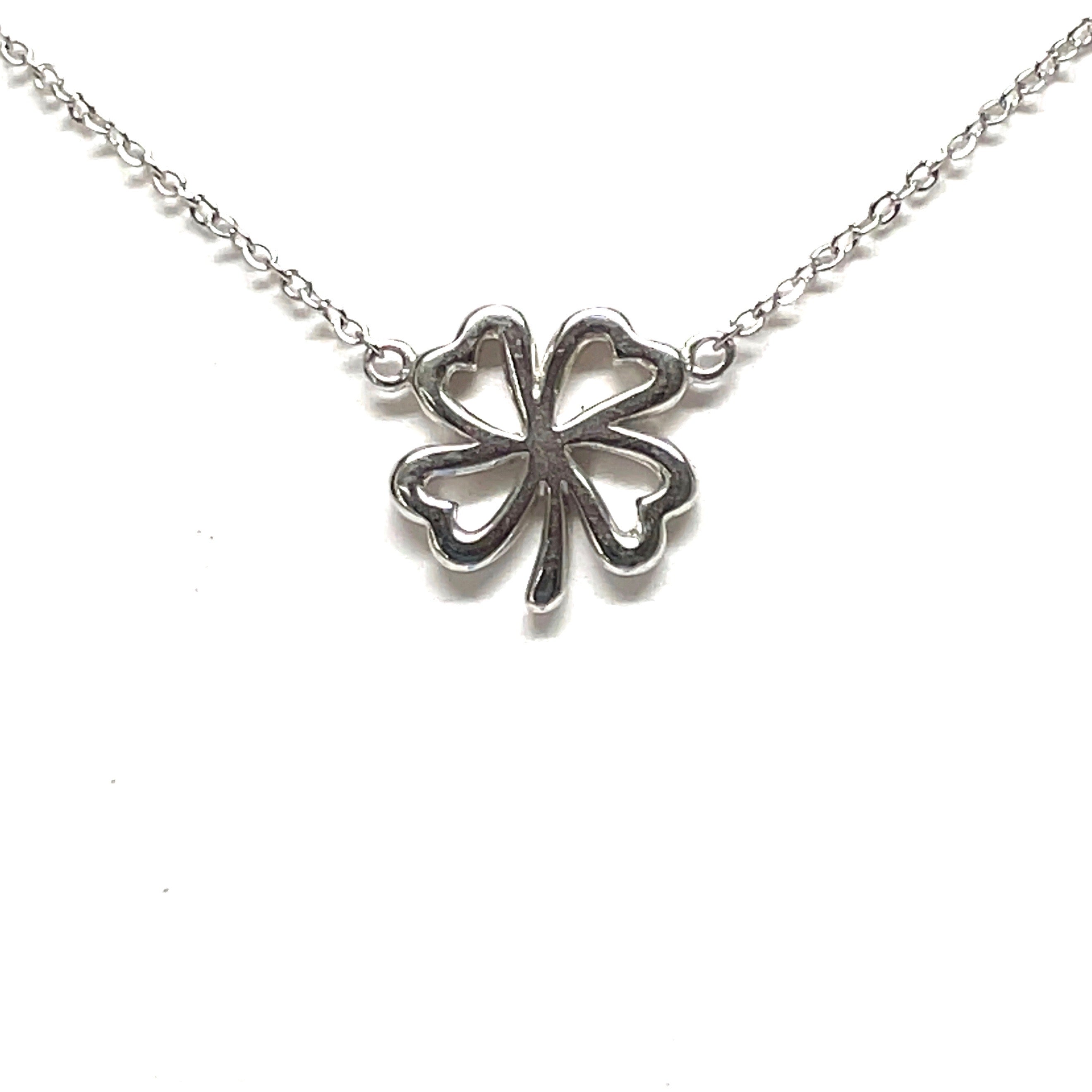 Sterling silver four leaf clover necklace