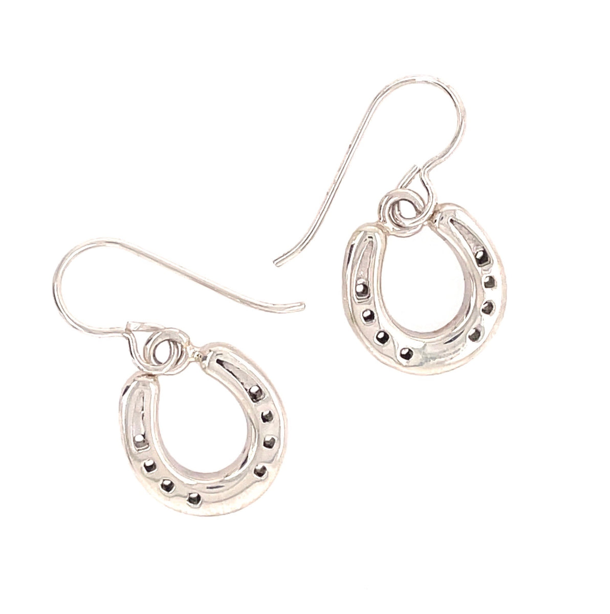 Silver Pyrite Horseshoe Dangle Earrings