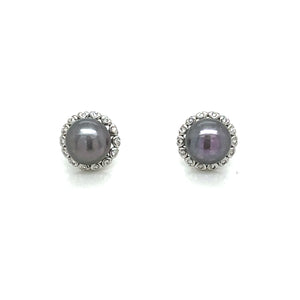 Dark pearl earrings with sparkle
