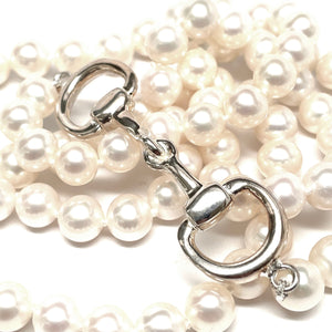 knotted sterling silver pearl and bit necklace