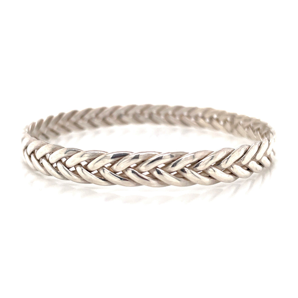 Silver braided equestrian bracelet