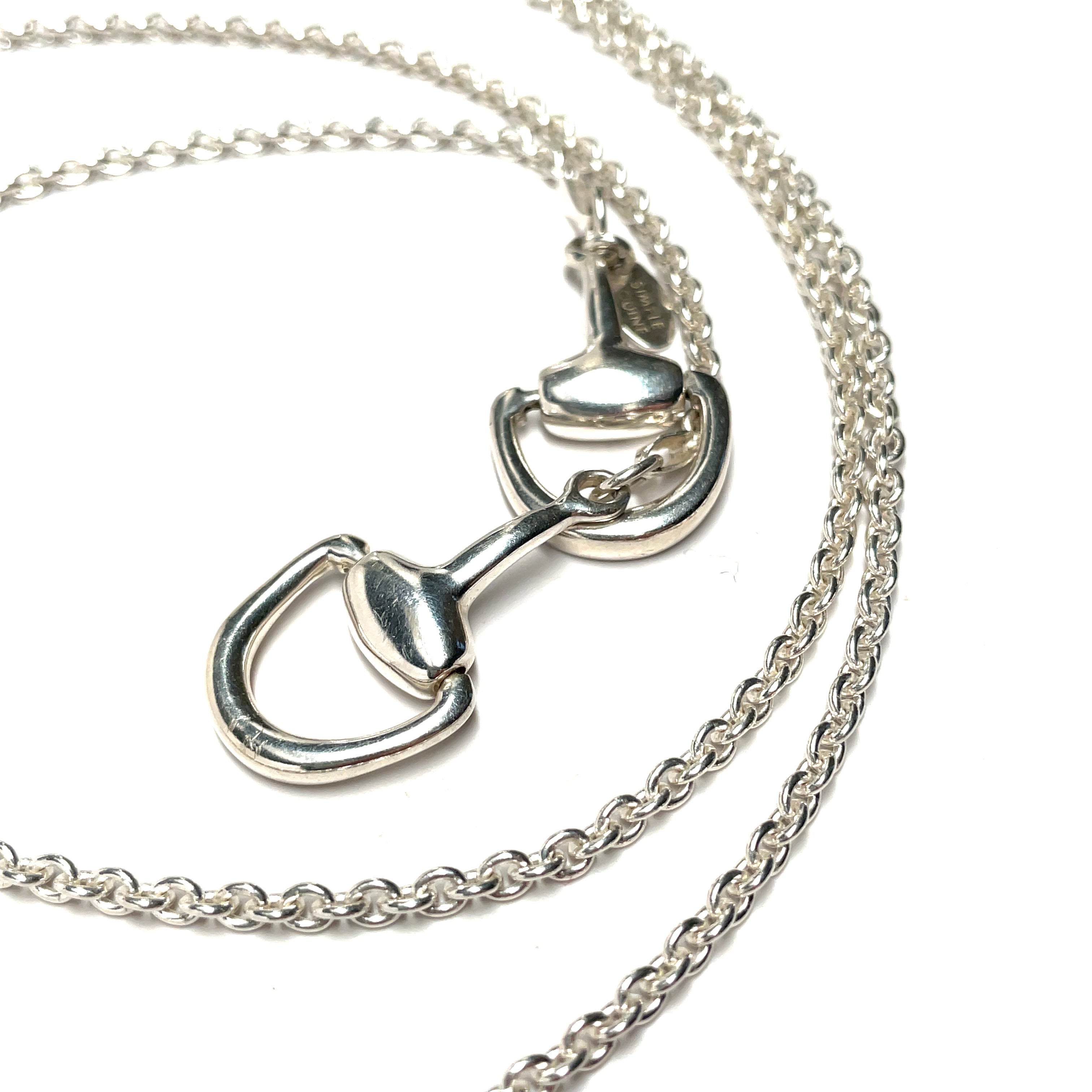 Silver snaffle bit lariat necklace