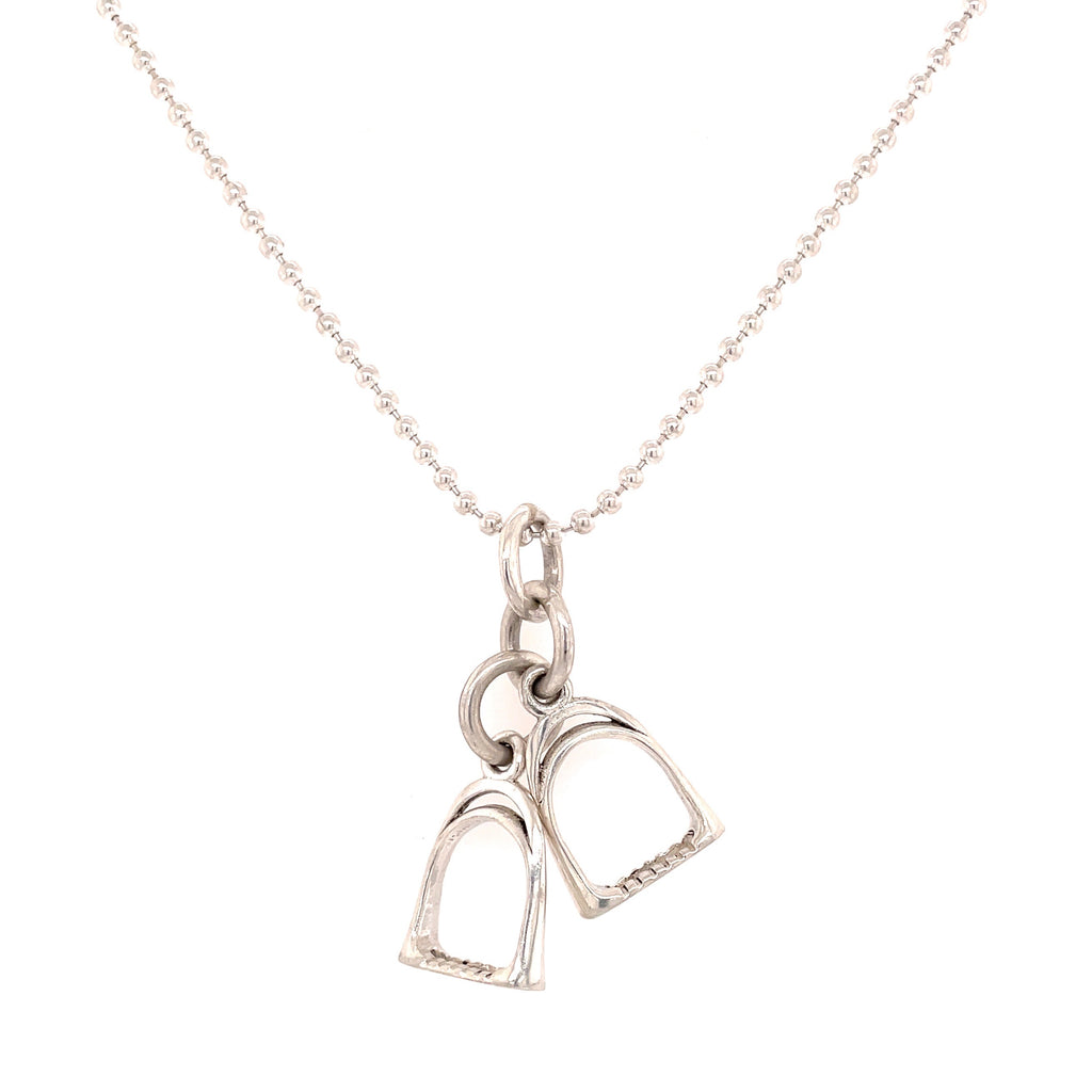 Double stirrup silver charm necklace