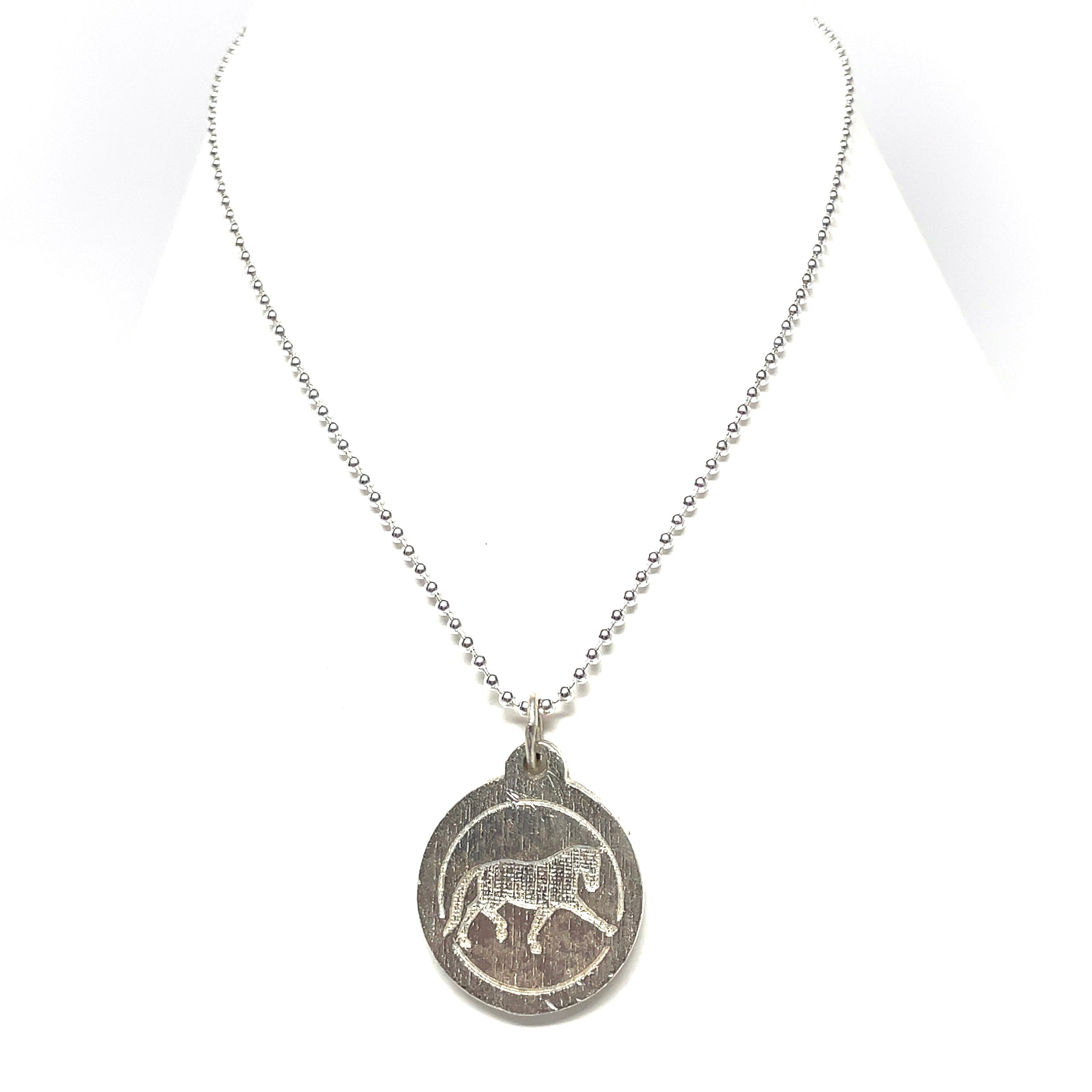 Dressage horse necklace silver