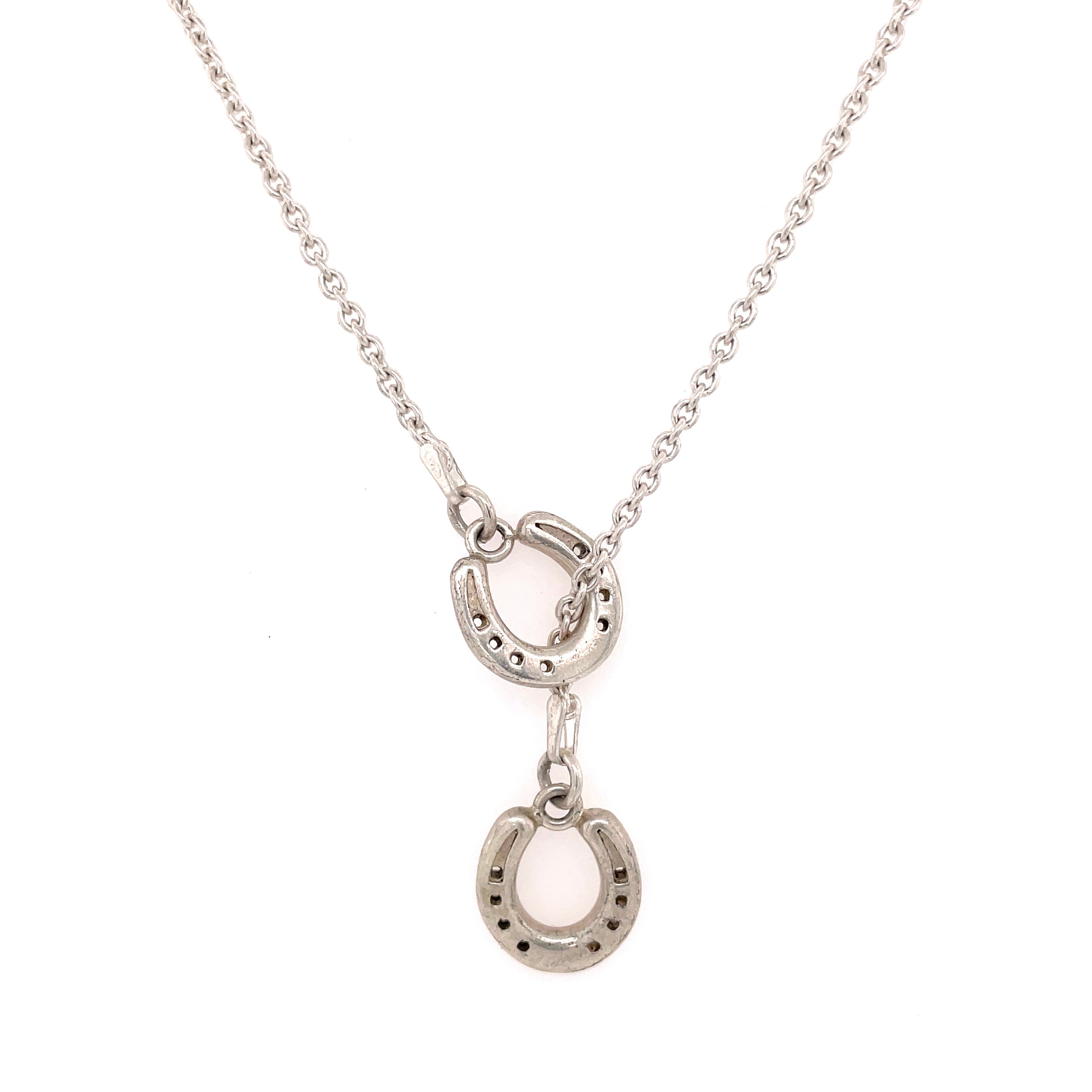 Double horseshoe silver necklace