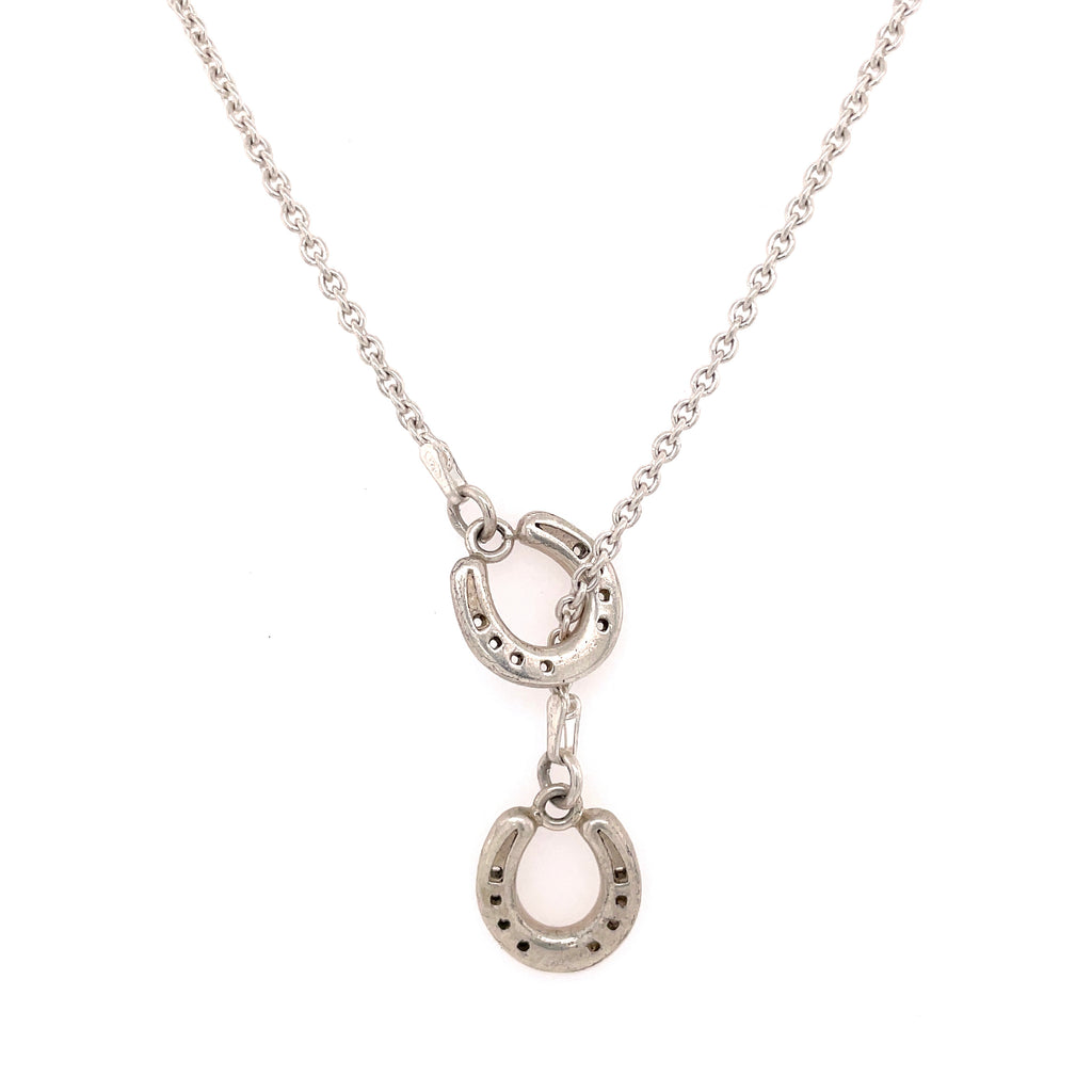 Double horseshoe silver necklace