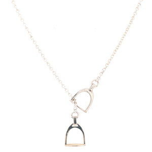 Silver two stirrup necklace