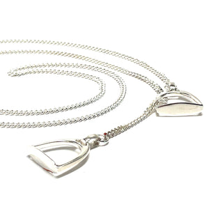 Silver curb chain stirrup necklace