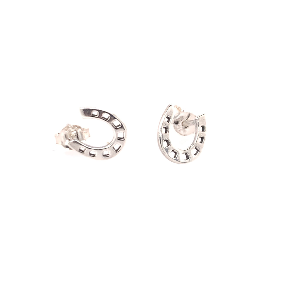 Tiny sterling silver horseshoe earrings