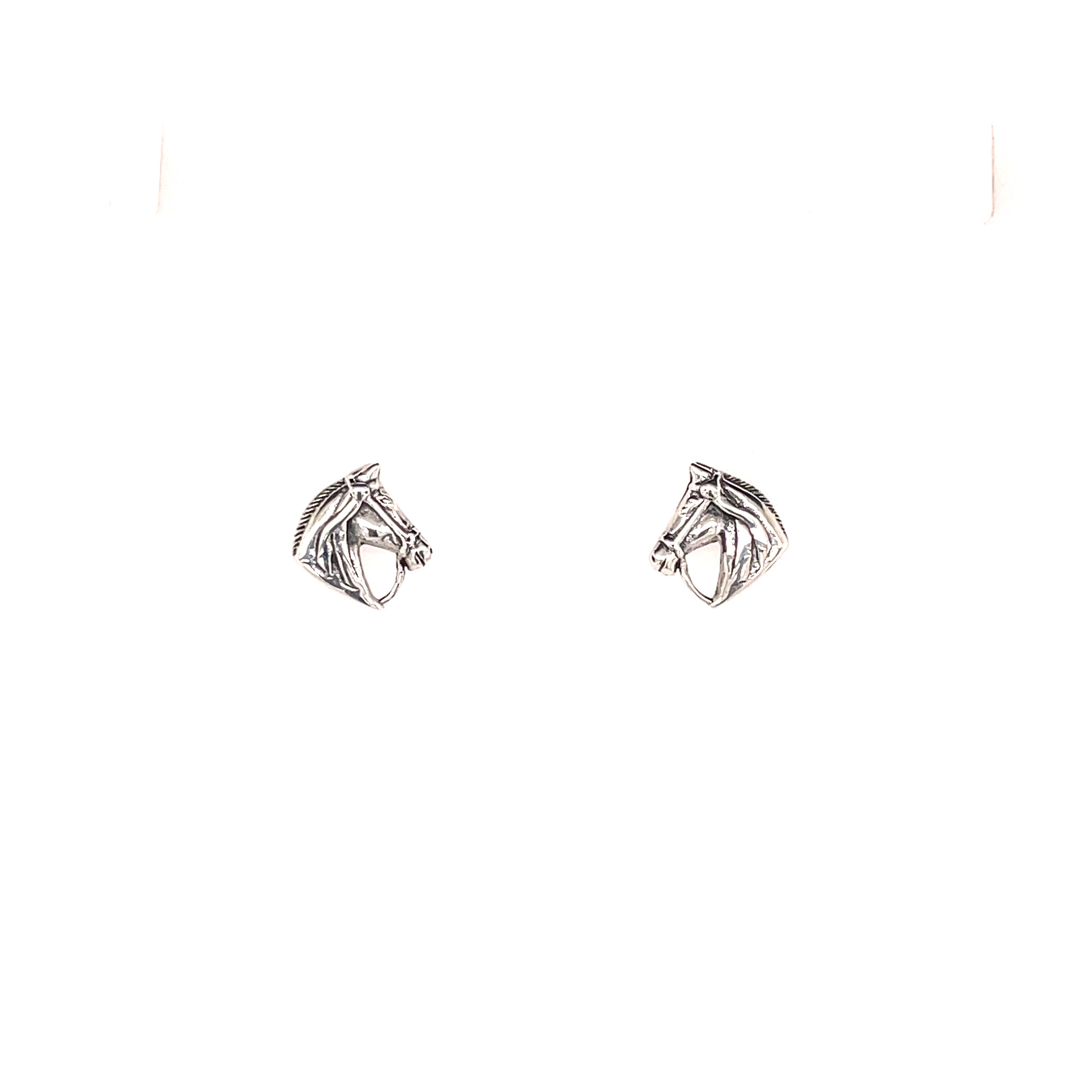 Equestrian horse head earrings silver