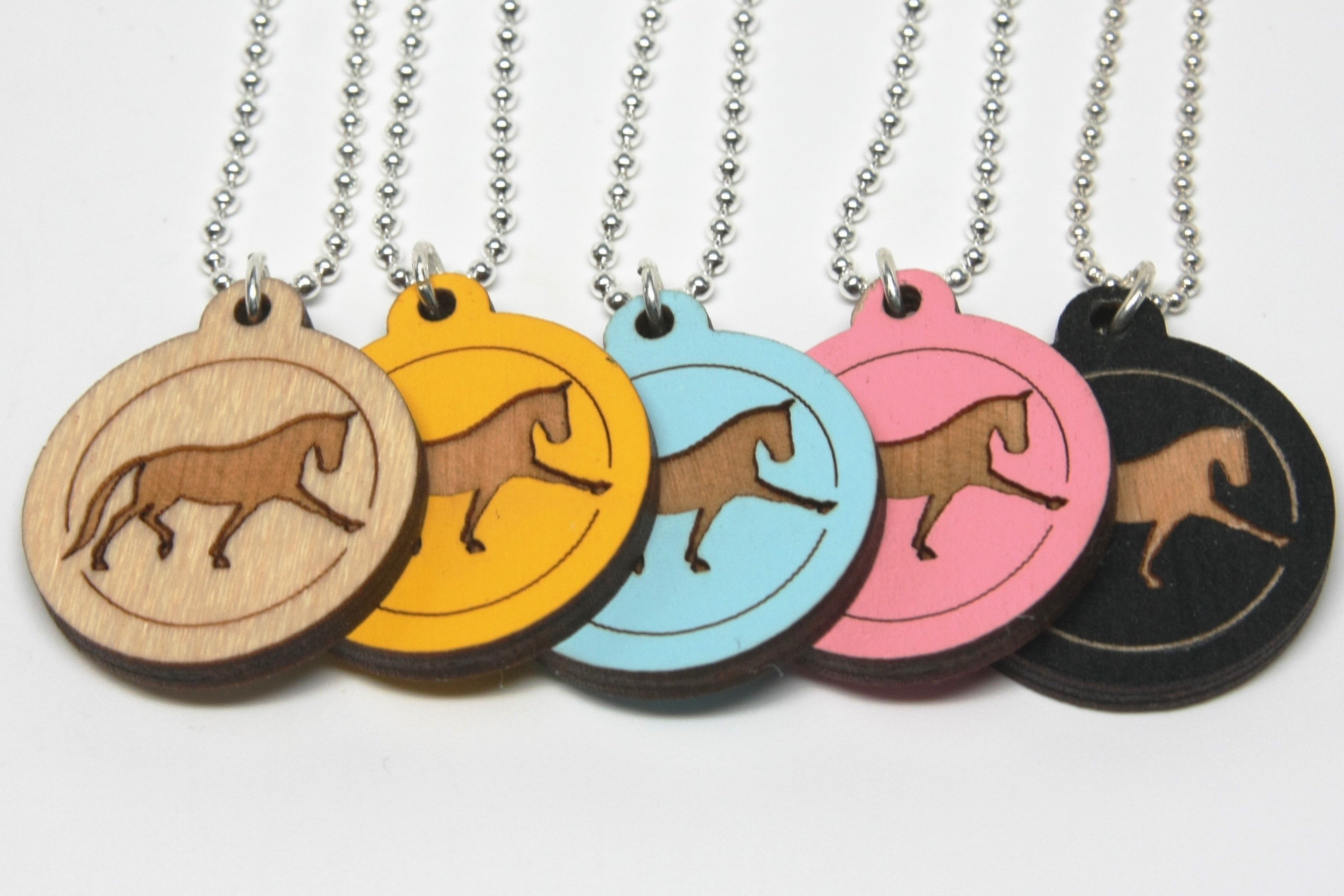 Pendants with a purpose, trotting horse, extended trot necklace