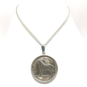 Equestrian coin necklace sterling silver