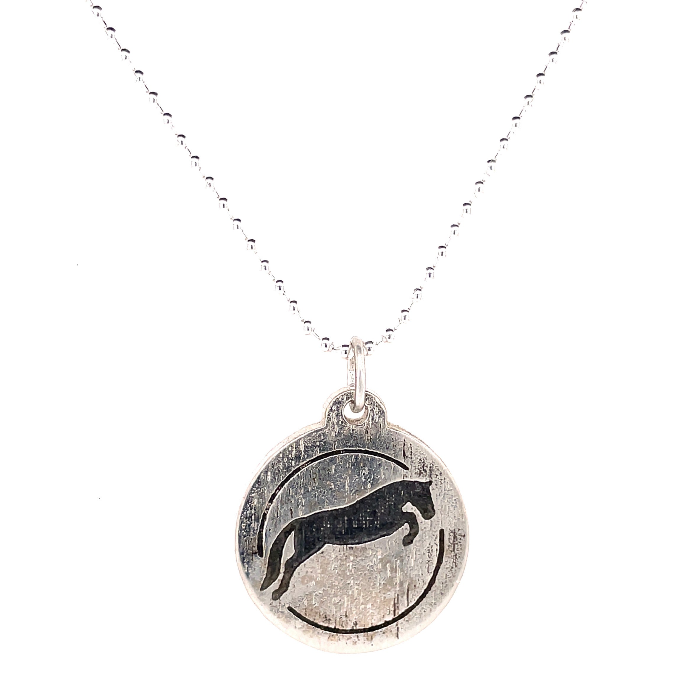 Sterling silver jumping horse pendant