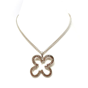 Sterling silver equestrian horseshoe and clover pendant