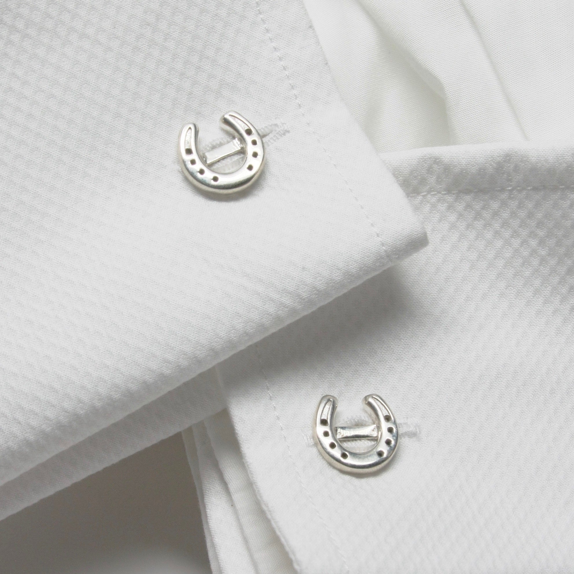 Sterling silver lucky horseshoe cuff links