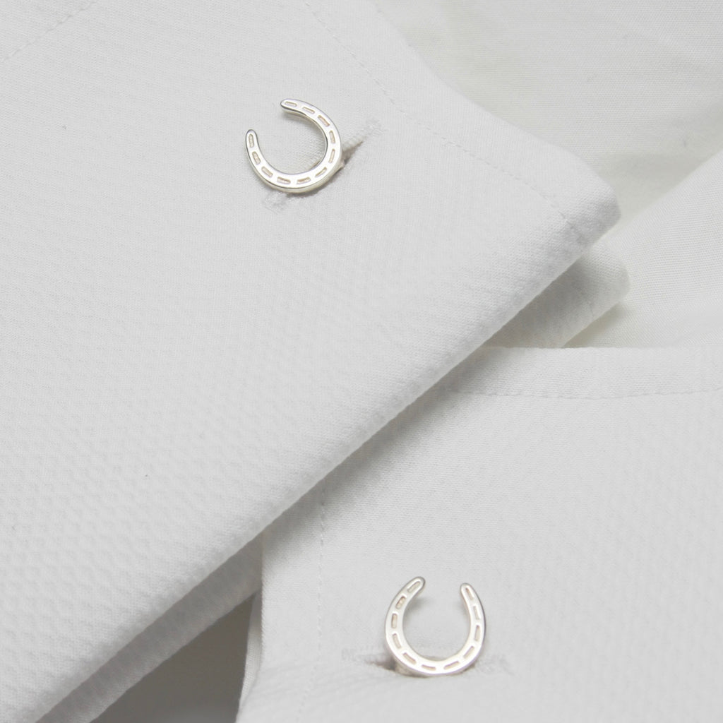 Sterling silver lucky horseshoe cuff links