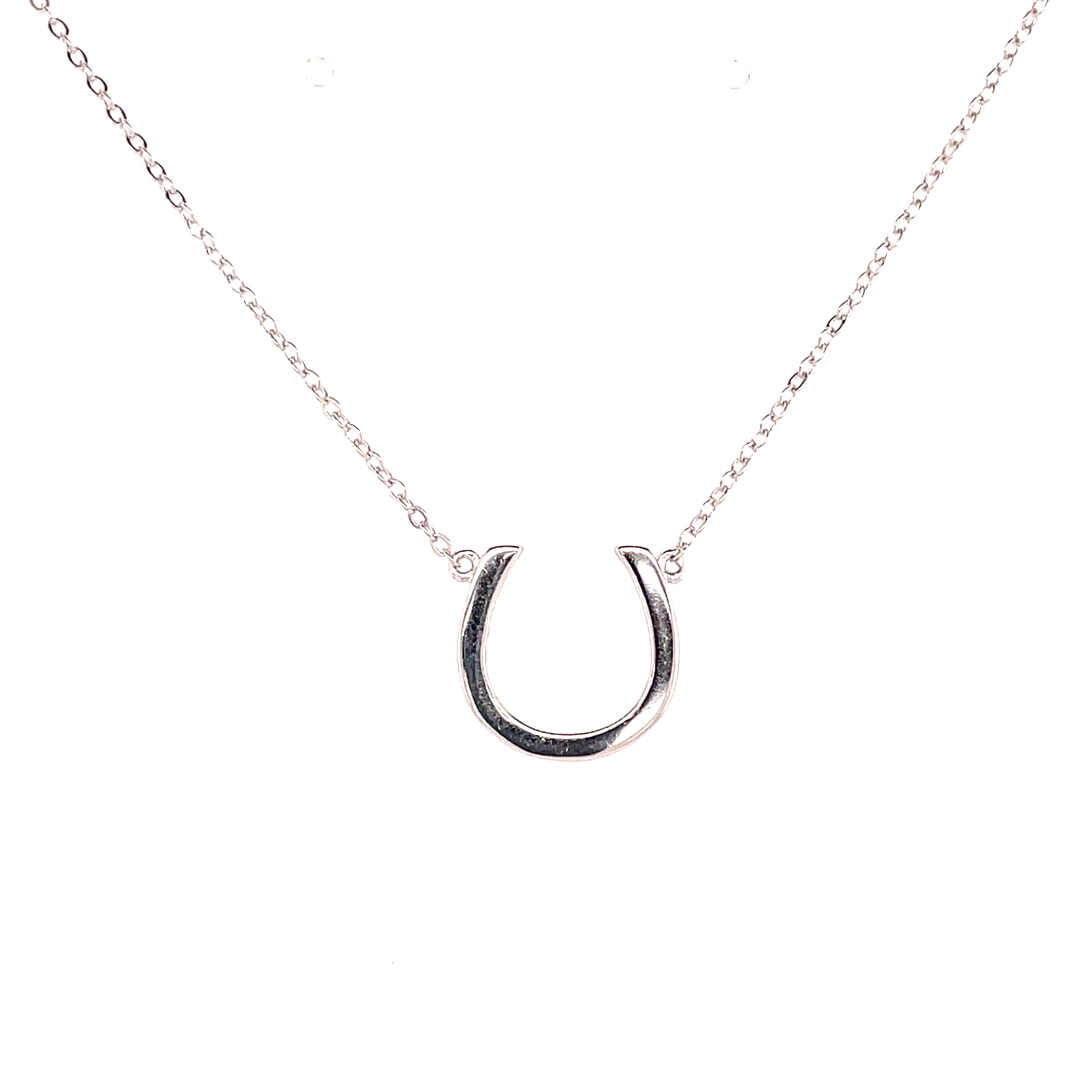 Simple equestrian horseshoe necklace sterling silver