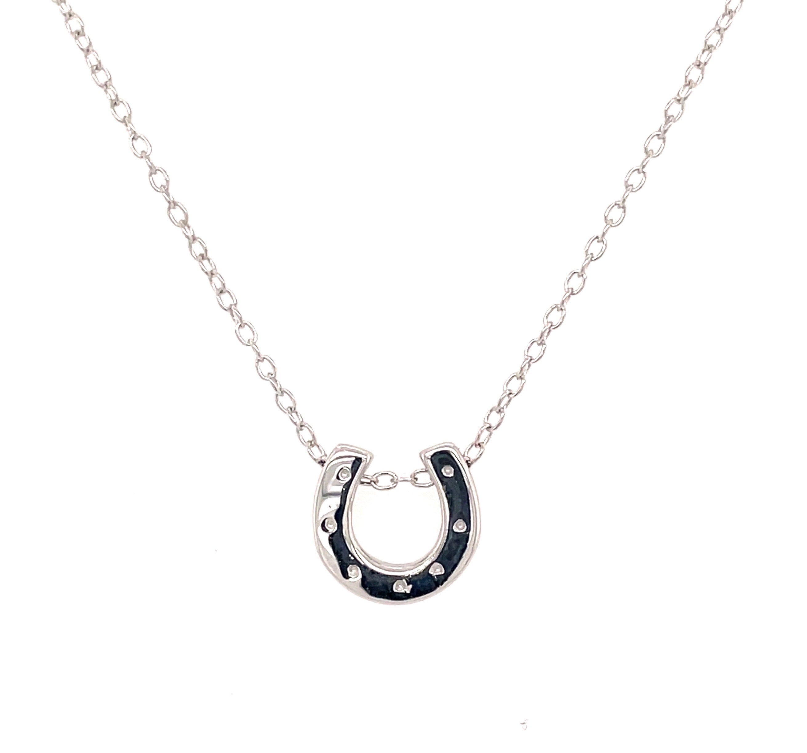 Horseshoe necklace with nail holes sterling silver