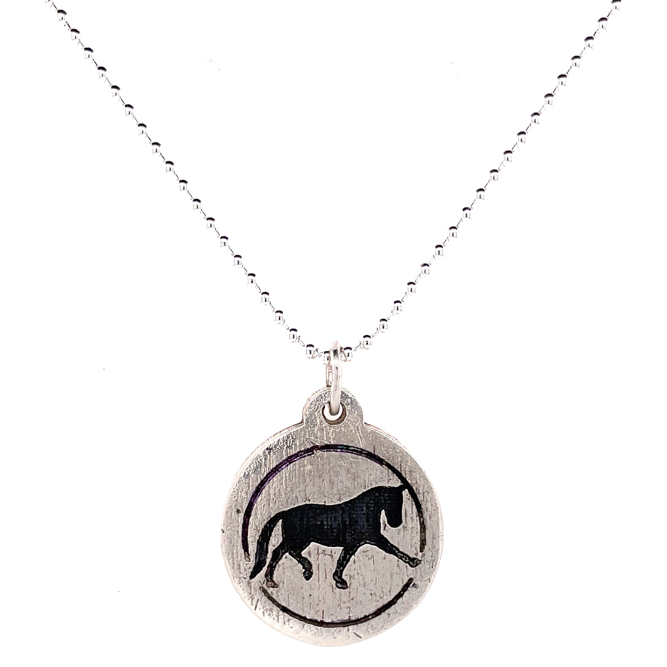 Equestrian silver horse necklace