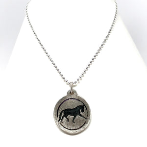 Trotting horse silver necklace