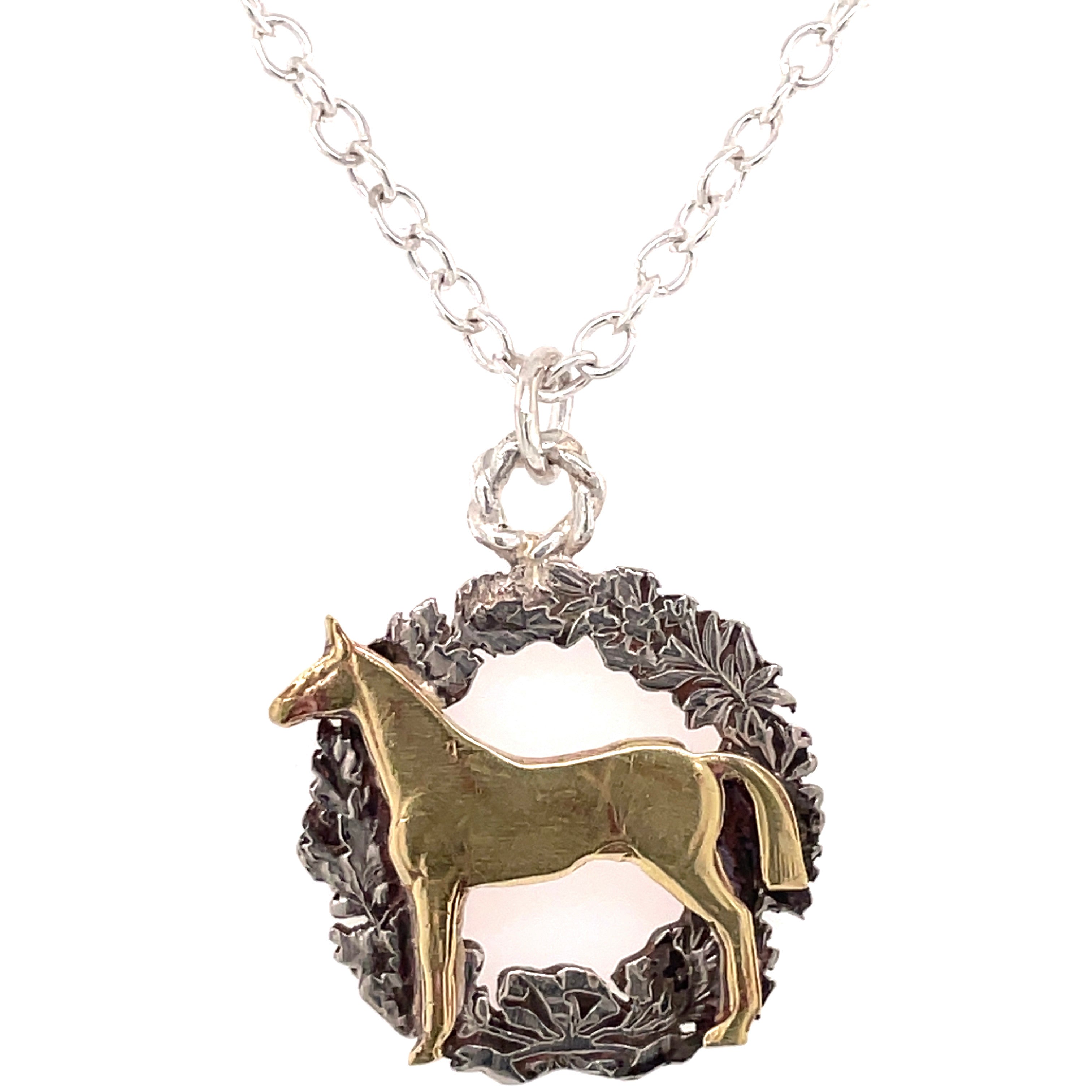 Horse coin necklace with silver chain