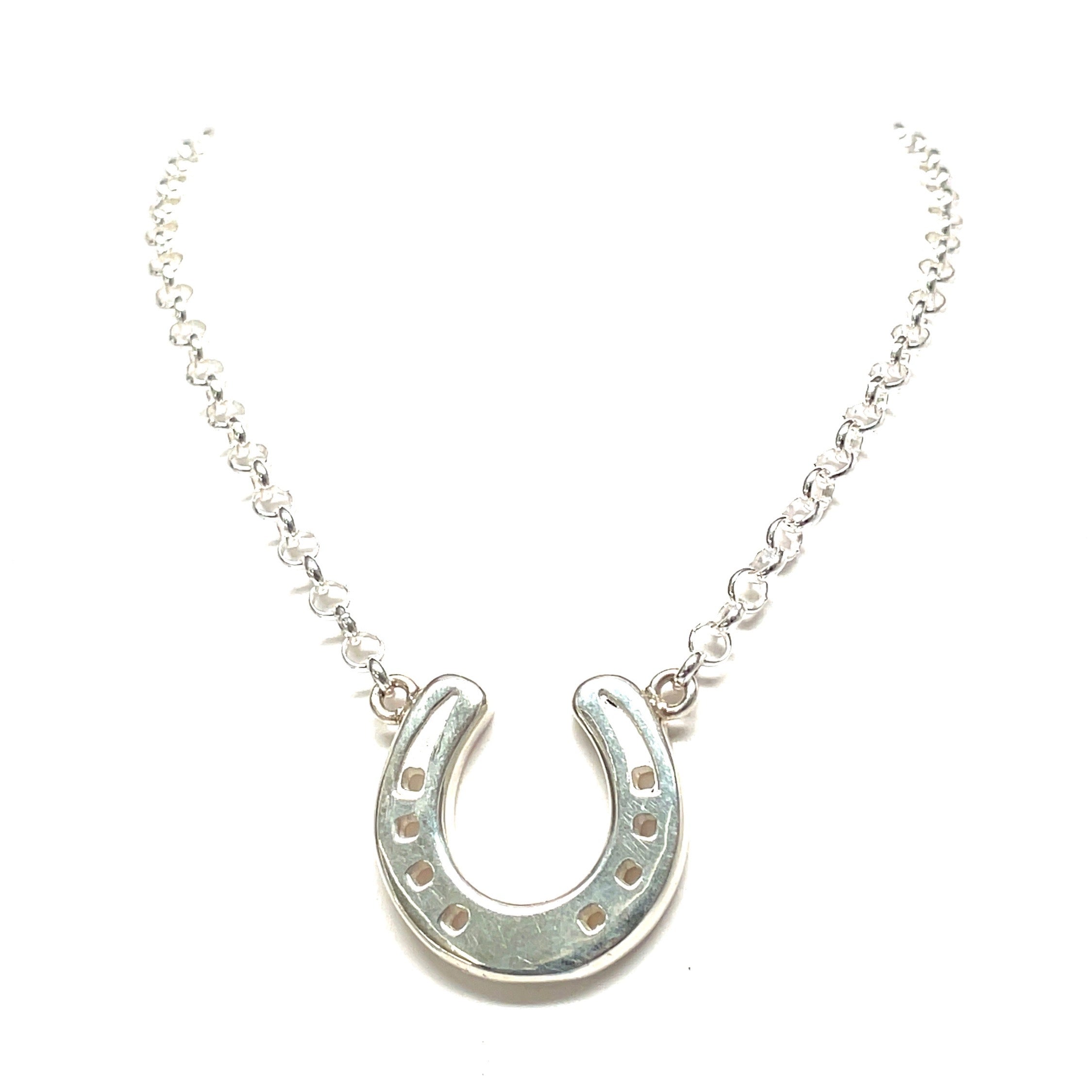 925 Sterling Silver C.Z Paved Horseshoe Necklace | Necklace | Glitters
