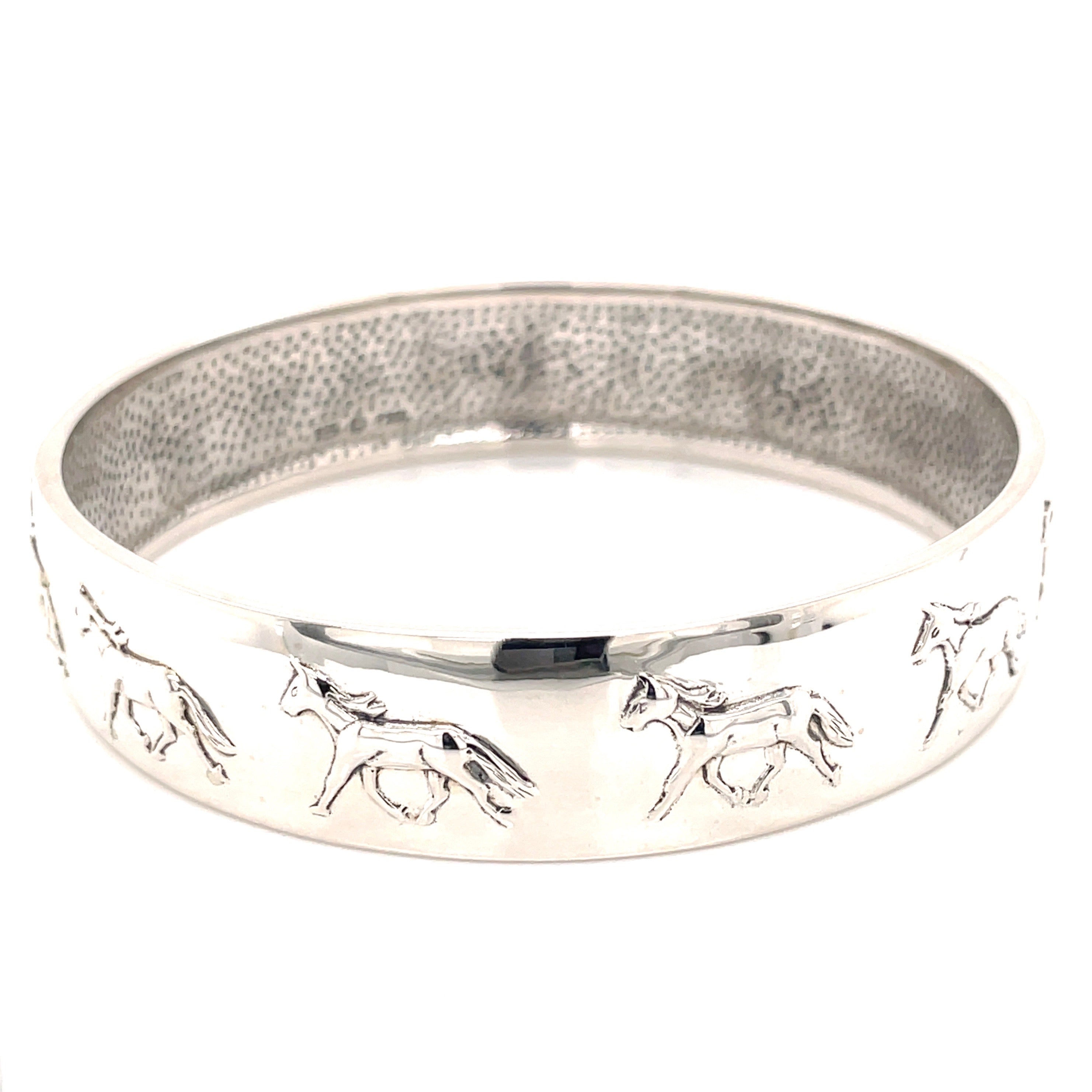 sterling silver equestrian bangle with horses