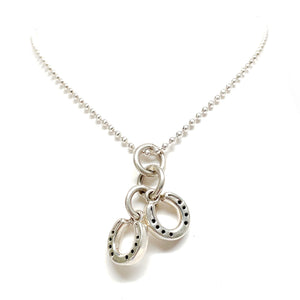 Double luck silver horseshoe necklace