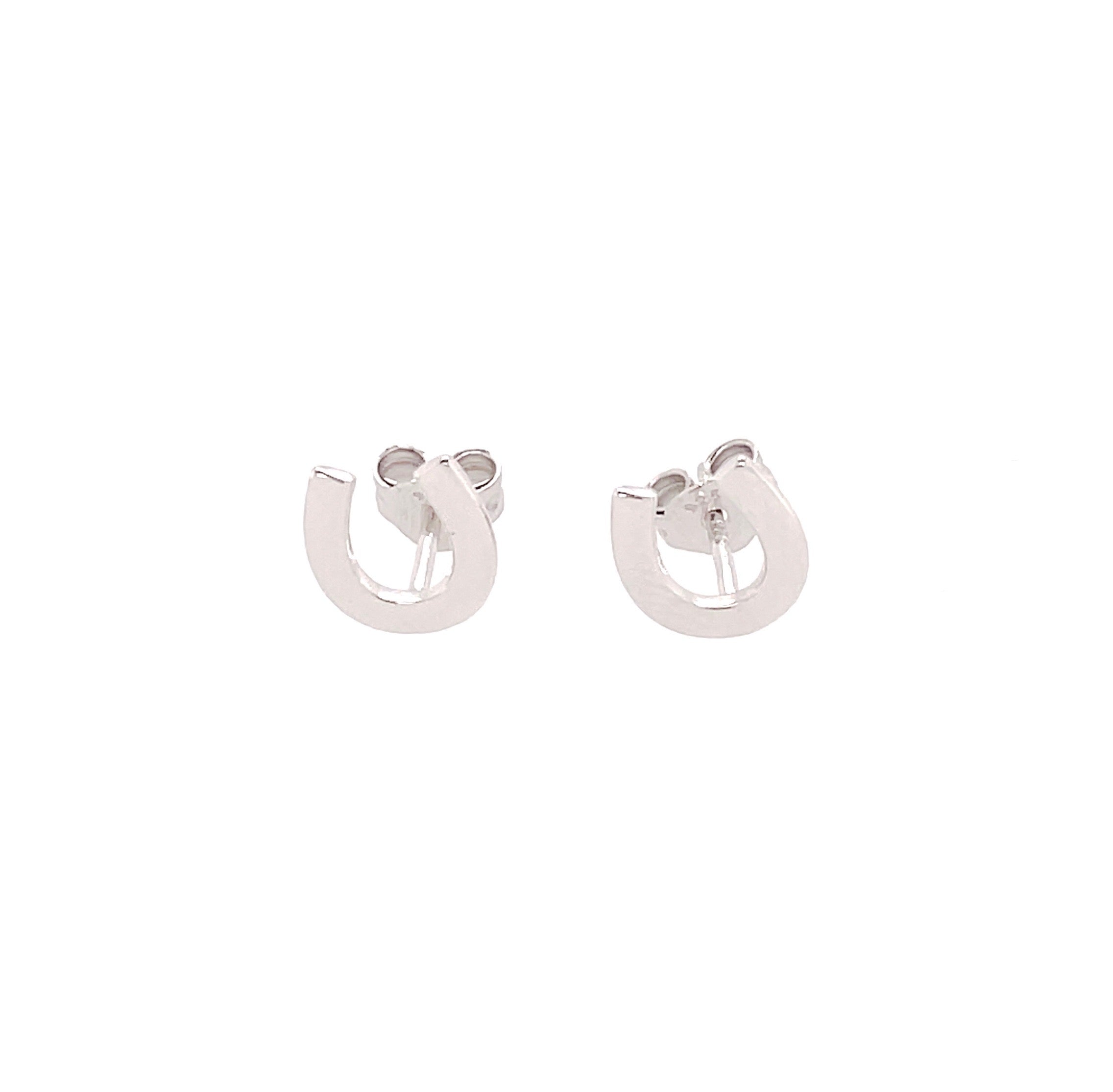 Simple sterling lucky horseshoe earrings