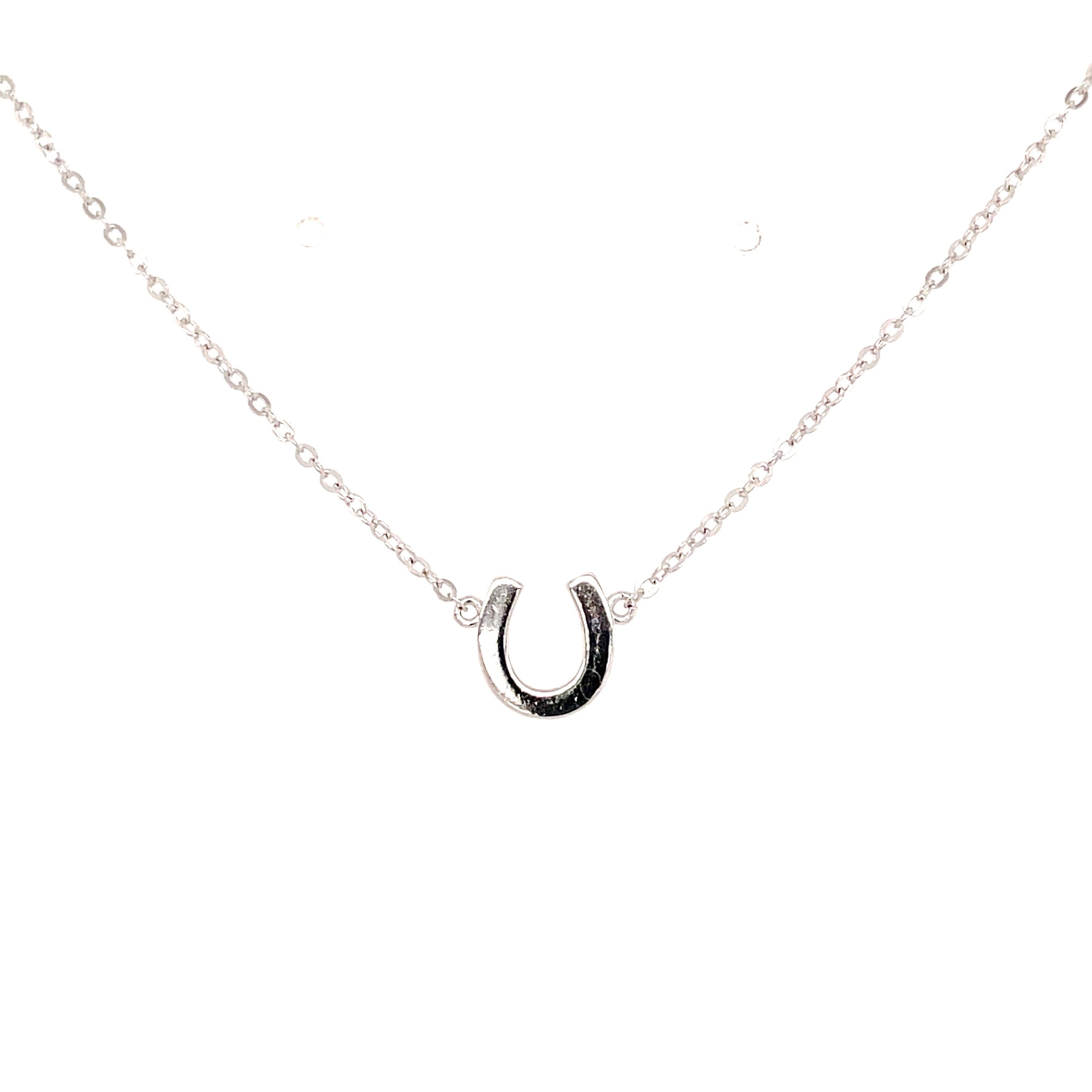 Tiny plain silver horseshoe necklace