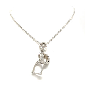 Horse jewelry necklace with stirrup and horseshoe