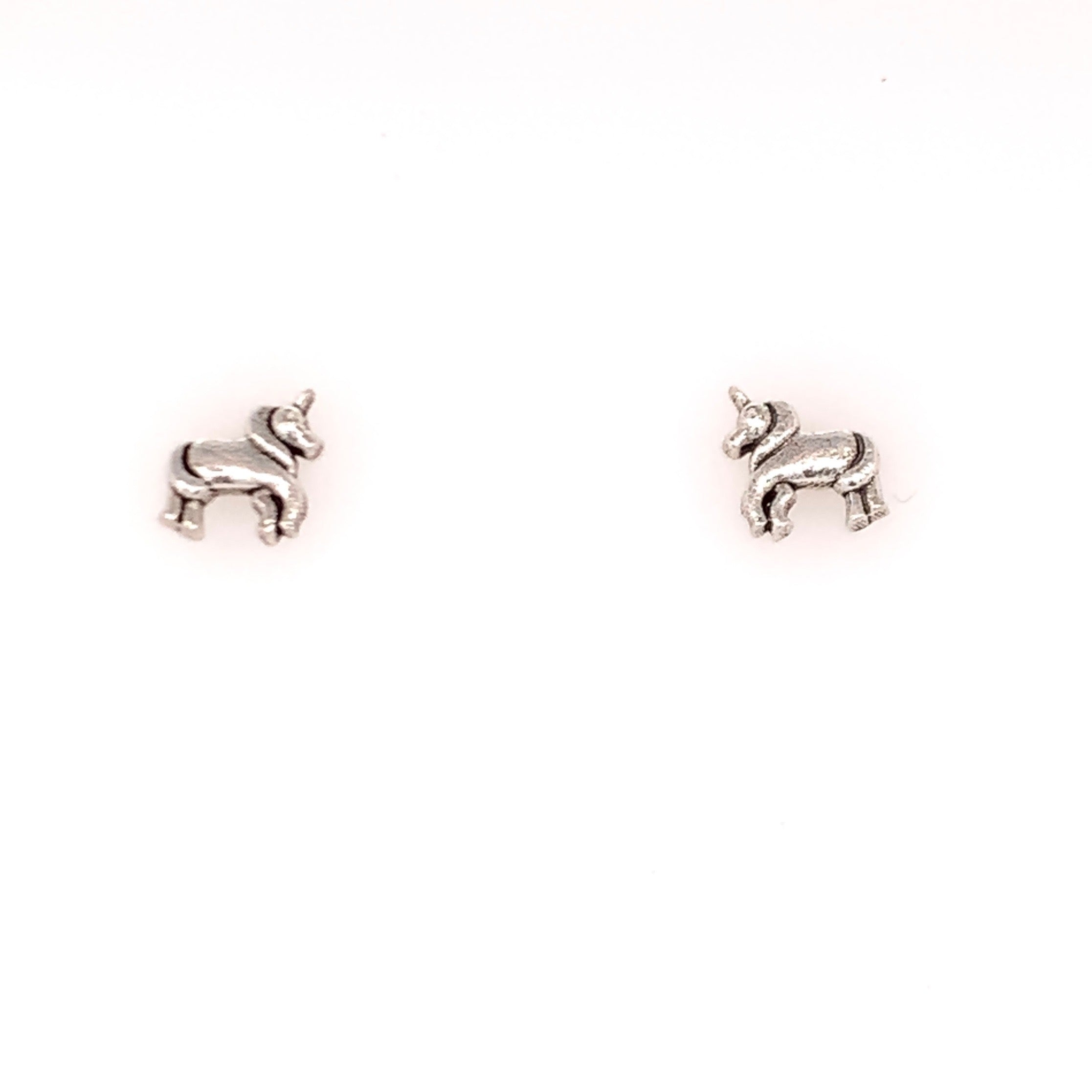 Tiny sterling silver unicorn earrings